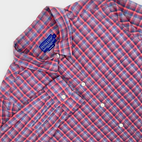 Pendleton Shirt Womens Extra Large Red Blue Check Button Up Long Sleeve Outdoor - Picture 2 of 14
